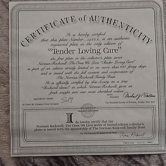 Norman Rockwell's Limited Edition plate by Knowles Fine China with certificate - Picture 4 of 7